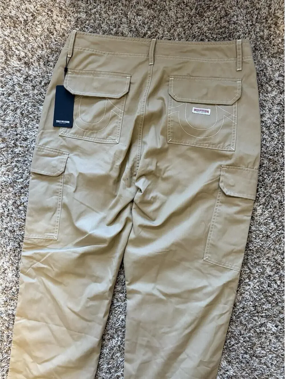 True Religion Cargo Pants Straight Leg Travertine Brown Tan Men's Size 34x32 NWT